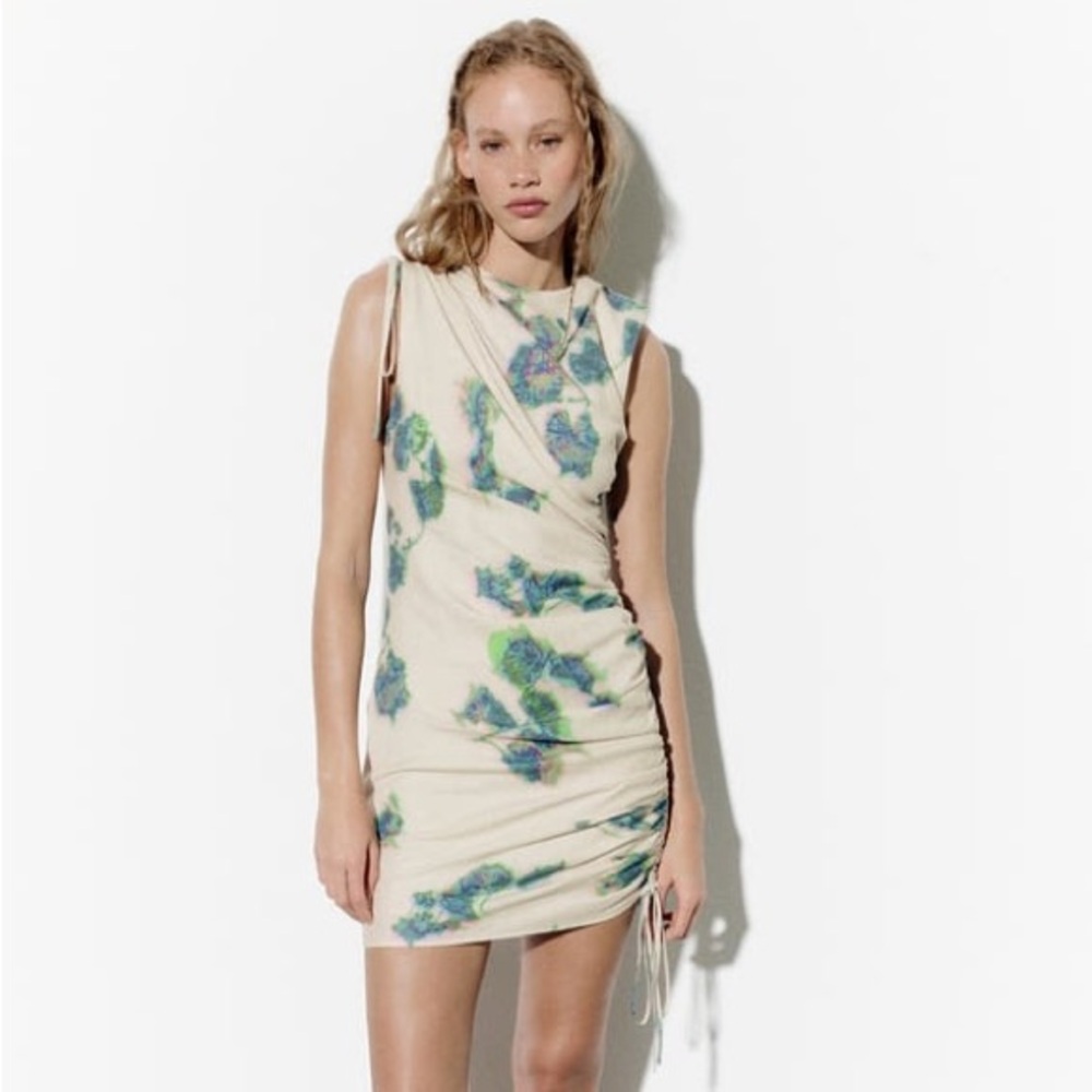 Zara printed linen dress